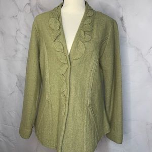 Cottagecore🍄 Cynthia Rowley Green Leaf Appliqué Blazer Size 10-12 PL
